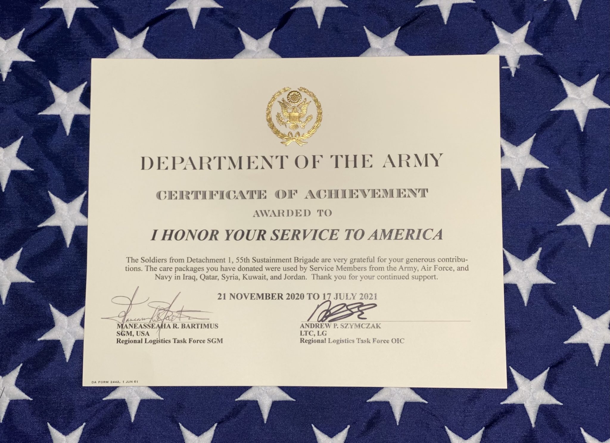 The Department of the ARMY - IHONORUSA Throughout Certificate Of Achievement Army Template